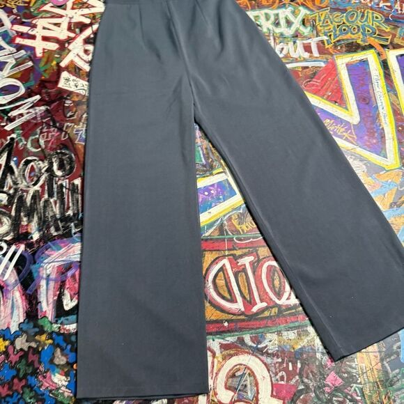 Minimalist Gray Blue High-Neck Jumpsuit - Wide-Leg, Size Large, Zip Closure - Picture 2 of 11